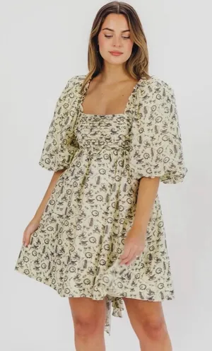 Worth Collective Melody Mini Dress in Ivory Vintage Tea Size Medium thumbnail 1