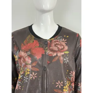 TOV Los Angeles Faux Leather Floral Snap Front Coat Dress Jacket Duster 38 NWT thumbnail 8