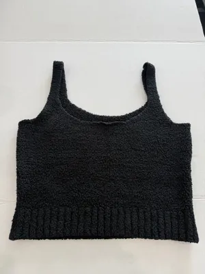 SKIMS Black Fuzzy Tank Top Women’s Vest Sleeveless Knit Large/X-Large thumbnail 2