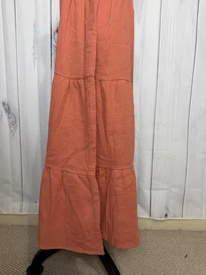 New In Maxi Dress Sz L Light Rust Red Open Back Ladder Strap Smocked Front NWT thumbnail 13