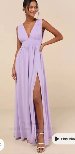 Lulu's Lavender Maxi Dress with Slit thumbnail 1