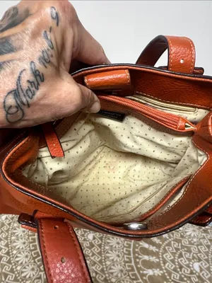 Liz Claiborne Burnt Orange Pebble Leather Shoulder Bag thumbnail 13