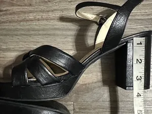 Black Knotted Leather Platform Block-Heel Sandals - Women's thumbnail 12