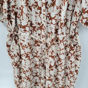 Universal Thread Puff 3/4 Sleeve Jumpsuit 2X Womens Brown Tie Waist Wide Leg ASO thumbnail 8
