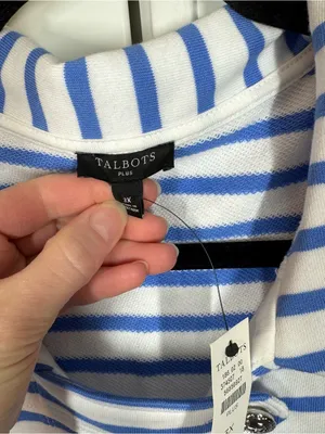 Talbots Breton Stripe Collar Sweatshirt‎ Nautical Preppy Coastal Resortwear 3X thumbnail 2