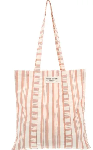 NEW Sezane Octobre Limited edition Pink Stripe Canvas Tote Bag thumbnail 1