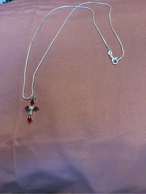 Sterling Silver 925 Red Cross Pendant Necklace - Women Jewelry thumbnail 3