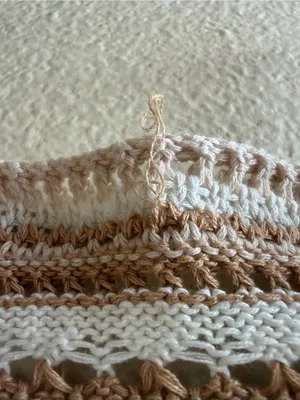 Charleston Stroll Top - Striped Crochet Tie-Front Camisole in Beige and Cream thumbnail 7
