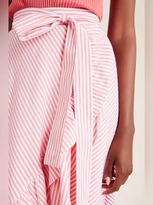 Anthropologie Maeve Penny Ruffled Striped Midi Skirt thumbnail 4