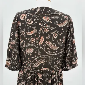 ba&sh Cherry Midi Shift Dress Babydoll V-Neckline Brown Floral Women’s US 6 thumbnail 7