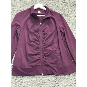 Lucy Power Women’s Track Jacket Full Zip Red Plum Ruched Yoga Athletic Size XL thumbnail 4