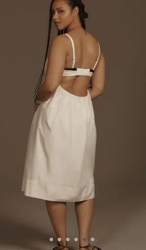 Maeve Cream Strapless Midi Dress With Low Back thumbnail 3