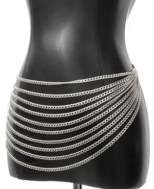 Boutique Silver Draped Chain Belt thumbnail 1