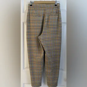Free People Posey Plaid High Waisted Pleated Carrot Trousers Pants Yellow thumbnail 5