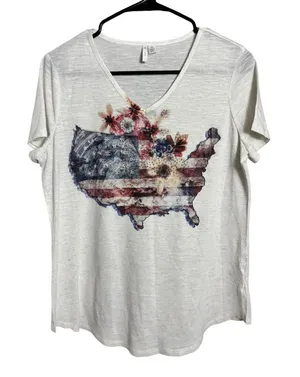 Women's White US Flag Top Size M thumbnail 1