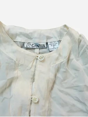 100% Silk Lightweight Cream Button thumbnail 2