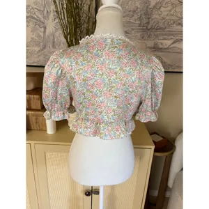FOR LOVE & LEMONS Farrah floral Ruffle‎ Top Size Medium Feminine Dainty thumbnail 3