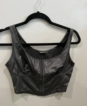 SheIn Leather Crop Top thumbnail 1