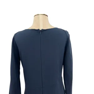 Armani Collezioni Draped Sheath Dress Classic Long Sleeve Navy Blue‎ Size 10 thumbnail 9