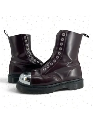 Dr. Martens Grasp Oxblood Red Boots Exposed Steel Toe Edgy Grunge Utility UK 5 thumbnail 2