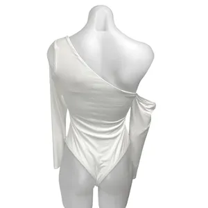 Superdown Womens White Off Shoulder Long Sleeve Thong Bodysuit Blouse Top Size S thumbnail 2