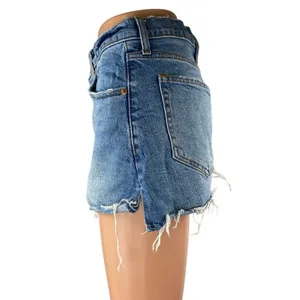Abercrombie & Fitch The Cutoff High Rise Blue Frayed Hem Denim Jean Shorts 26 thumbnail 2