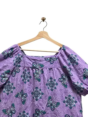 Sara Morgan Floral Print Shift Dress Purple Size M Vacation Summer Beach Coastal thumbnail 5