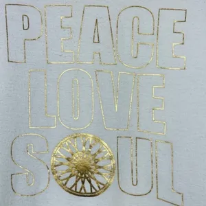 Soulcycle Peace Love Soul Hacci Crew Neck White Gold Pullover Shirt M thumbnail 4