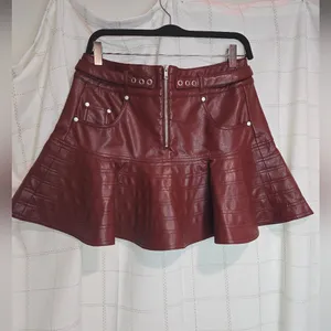 Pilcro Fit-and-Flare Faux-Leather Mini Skirt thumbnail 2