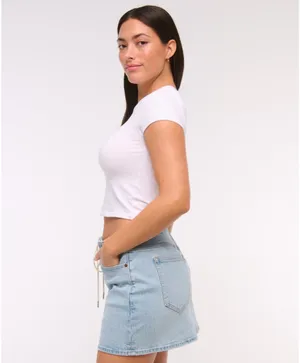 Abercrombie Curve Love Mid Rise Denim Mini Skirt 27 thumbnail 3