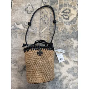 Tory Burch Emmerson Raffia Bag Cross Body Toffee Crunch NWT thumbnail 2