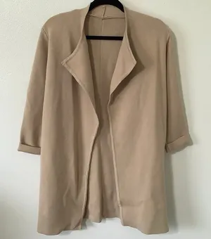 Chic‎ Wish Tan Minimalist Chic Normcore Cozycore Slouchy Open Front Cardigan OS thumbnail 1