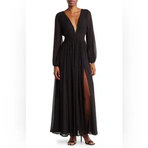 Love by Design NWOT Iris Plunge Neck Long Sleeve Maxi Dress size Large thumbnail 6