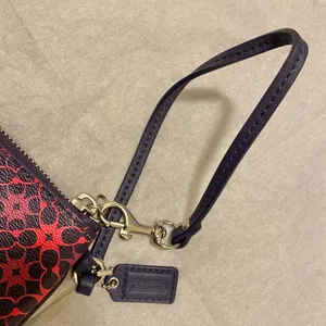 Coach wristlet wallet pouch with signature logo red dark blue thumbnail 4