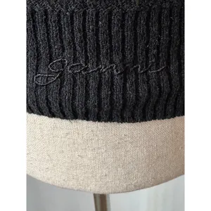 Ganni Sweater Women Small Black Linen Cotton Blend Textured Knit Ruffle Collar‎ thumbnail 7