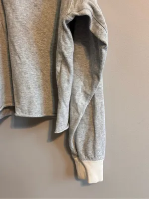 Aerie Gray Cropped Rugby Polo Sweatshirt White Collar Women’s S thumbnail 6