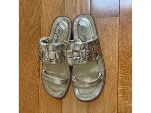 Free people Winding river slip-on flat quilted woven sandals in gold Sz 36.5 thumbnail 6