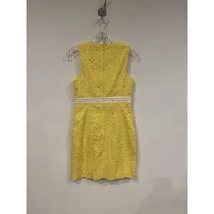 Lilly Pulitzer Railee Dress Womens 0 Yellow Floral Sheath Sleeveless Mini Eyelet thumbnail 4