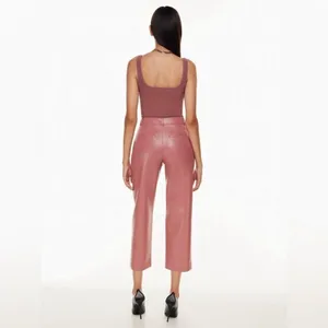 Aritzia Babaton‎ Command Pants Size 2 Faux Leather Red Willow Pink Corpcore Geek Chic thumbnail 2