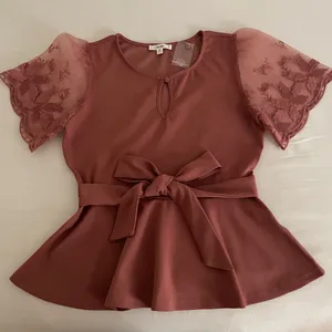 Mine Blouse with Tie Front and Embellished Sleeves Size M thumbnail 1
