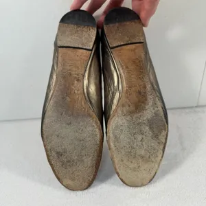 Chloe 38.5 US 8.5 Ballet Flats Lauren Scalloped Metallic Bronze Leather Shoes‎ thumbnail 11