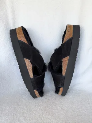PAPILLIO By BIRKENSTOCK Women's Daytona Platform Black Shearling Sandal Sz 38 thumbnail 6