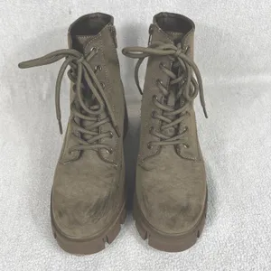 MIA Terrie Lace Up Combat Boot Olive Green Women’s 7.5 Chunky Heel Ankle Boot thumbnail 2