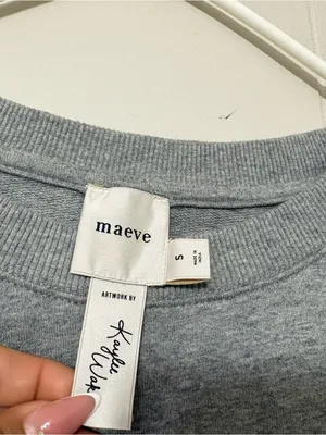 Maeve x Kaylee Watai Philly Graphic Sweatshirt Gray Green Crewneck Pullover S thumbnail 5