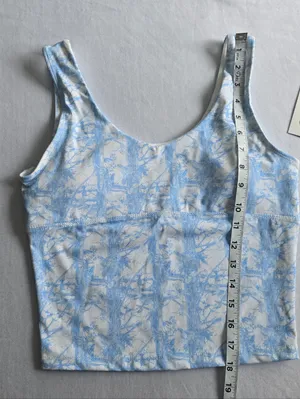 Happy Camp3r Women’s Blue Marble-Print Tank‎ Top Size L thumbnail 6