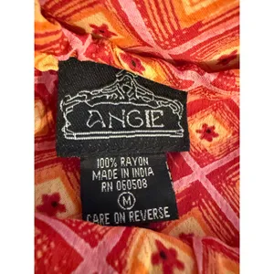 Angie Pink Orange boho whimsigoth y2k Rayon Maxi Skirt festival retro M resort thumbnail 4