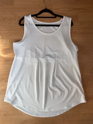 Lands' End White Pleated Sleeveless Tank Top thumbnail 1