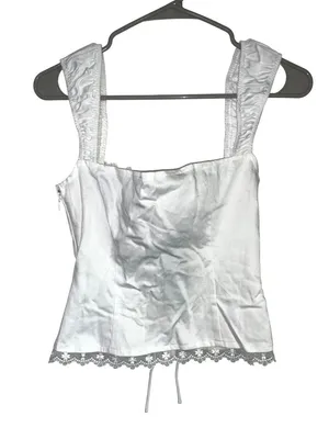 LIONESS Palmer Corset in Porcelain White Small New Womens Sleeveless Tank Top thumbnail 6