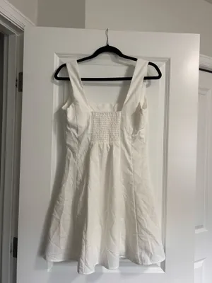 New Showpo Adiana Mini Dress Linen Square Neck Shirred Back A Line Dress Size M thumbnail 9