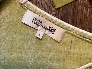 Diane von Furstenberg Reilly Dress Womens S Chartreuse Fringe Geometric thumbnail 9